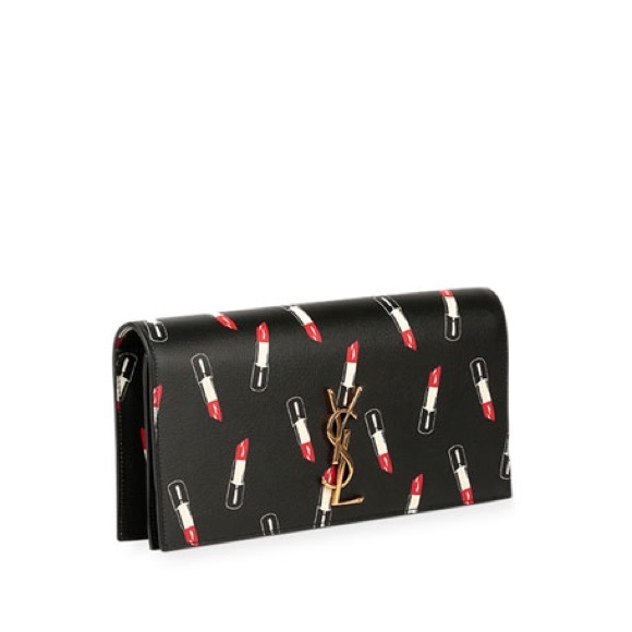 Saint Laurent Monogram Kate Limited
Edition Lipstick Print Black Leather Clutch - Picture 7 of 8